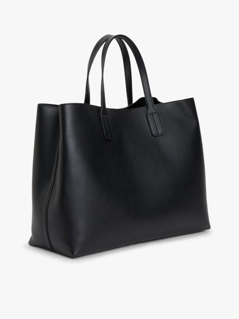 Black Hilfiger Icon Pebble Grain Satchel  Women