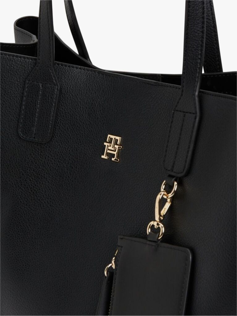 Black Hilfiger Icon Pebble Grain Satchel  Women