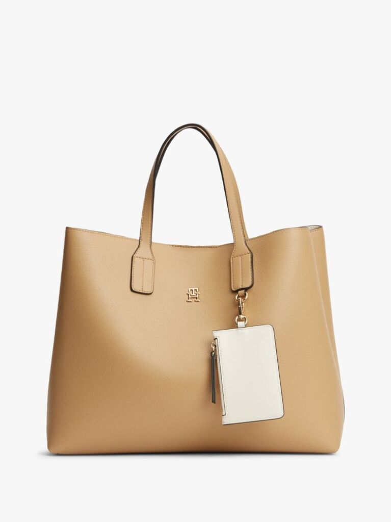 Beige Hilfiger Icon Pebble Grain Satchel  Women