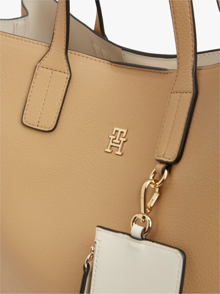 Beige Hilfiger Icon Pebble Grain Satchel  Women