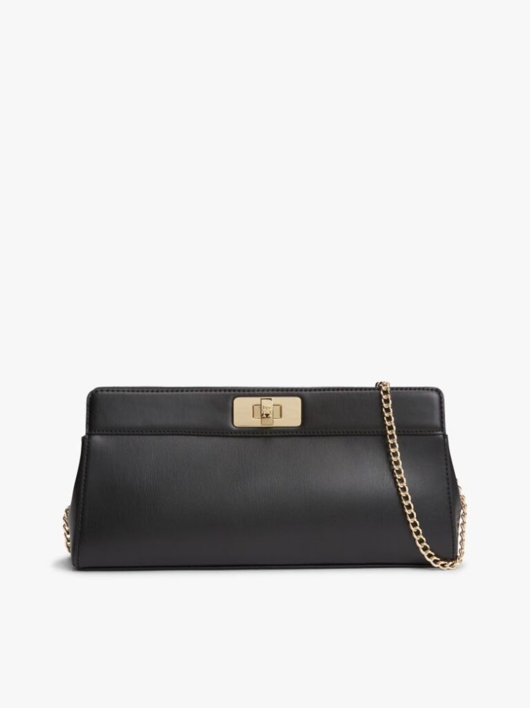 Black Modern Chain TH Monogram Clasp Clutch  Women
