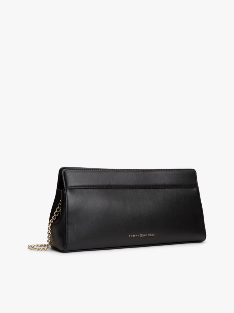 Black Modern Chain TH Monogram Clasp Clutch  Women