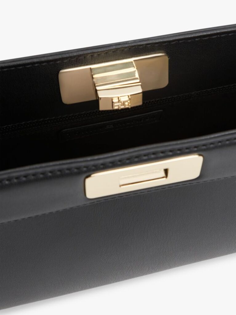 Black Modern Chain TH Monogram Clasp Clutch  Women