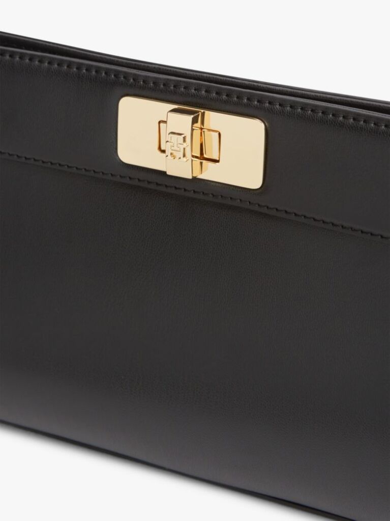 Black Modern Chain TH Monogram Clasp Clutch  Women