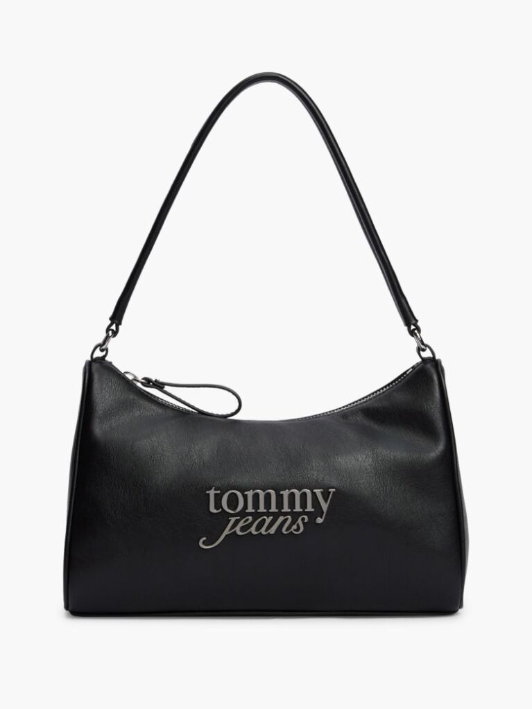 Black Metal Logo Shoulder Bag  Women