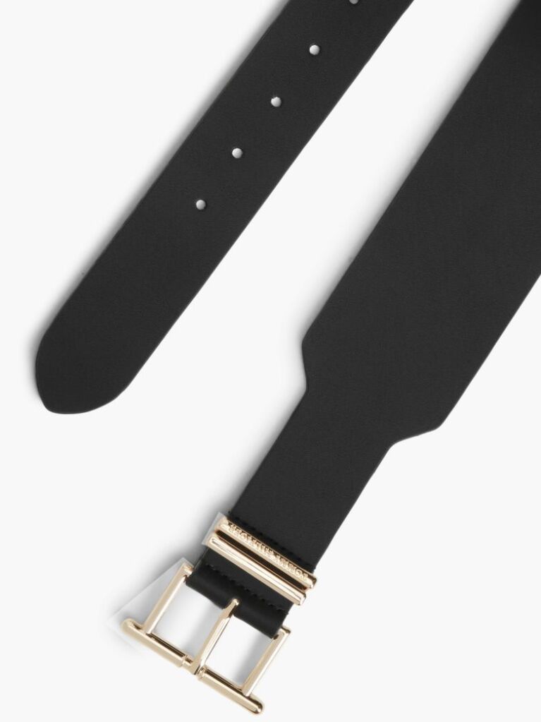 Black Leather High Waist Square Buckle Belt  Women