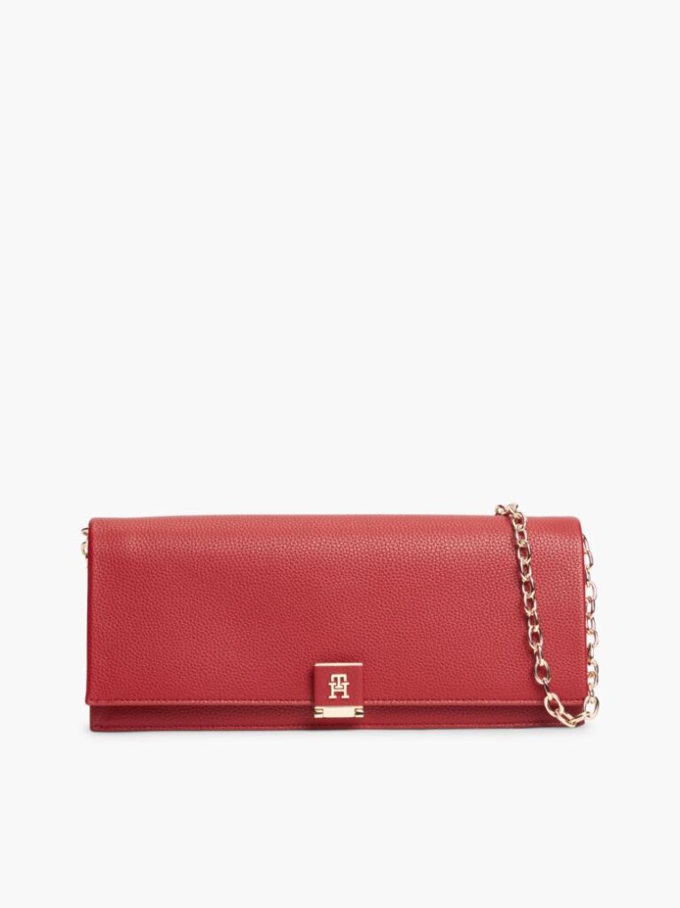 Red Heritage TH Monogram Chain Clutch  Women
