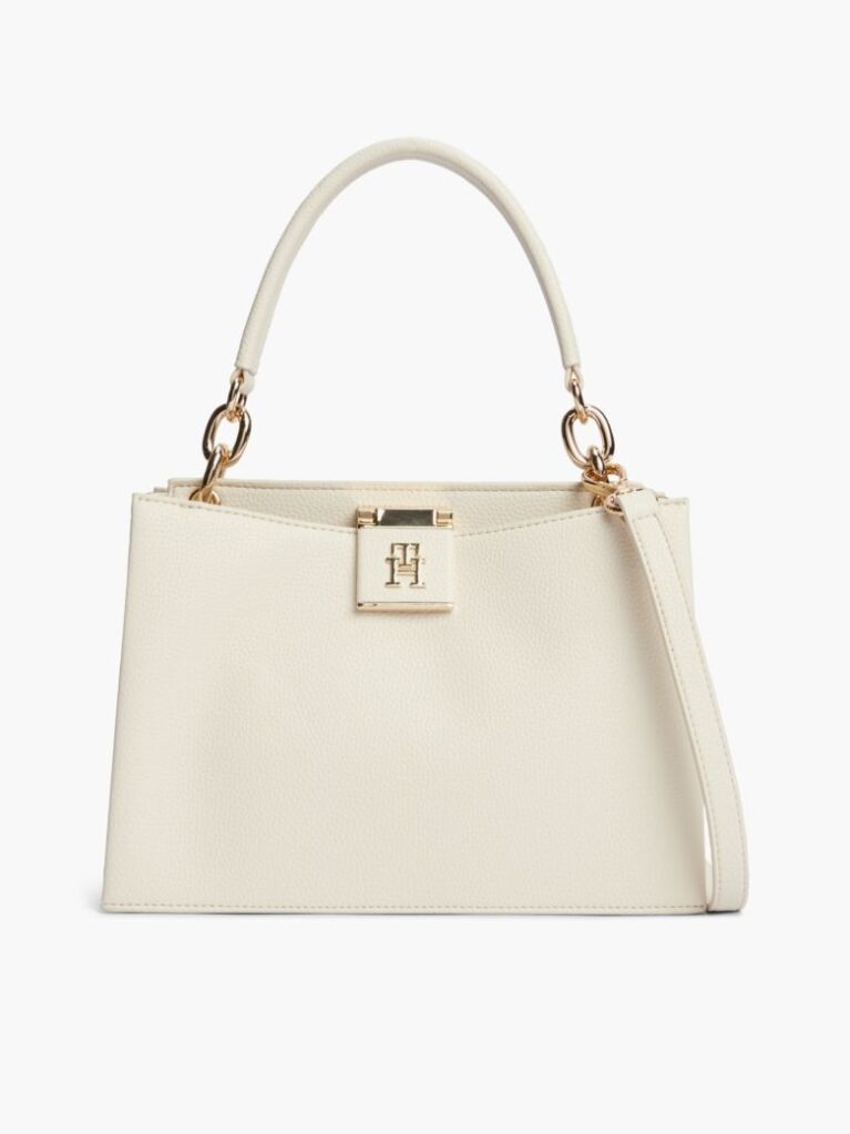 Beige Heritage TH Monogram Convertible Satchel  Women
