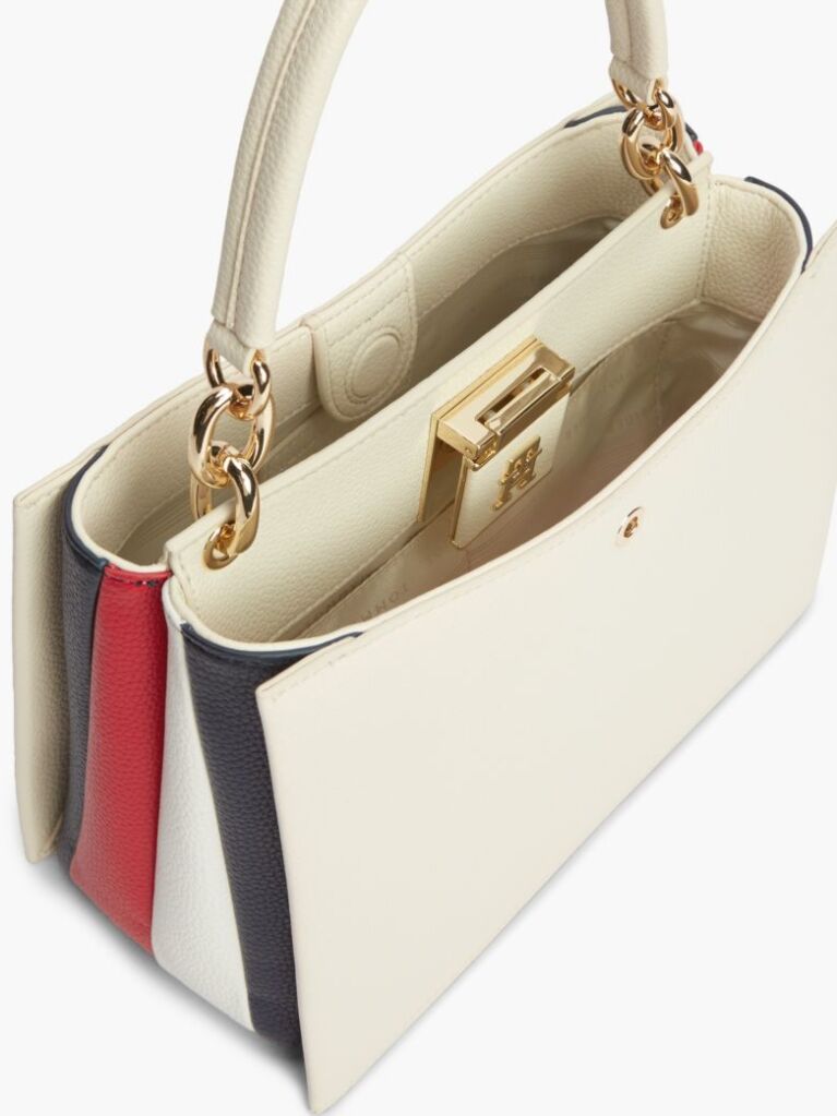 Beige Heritage TH Monogram Convertible Satchel  Women