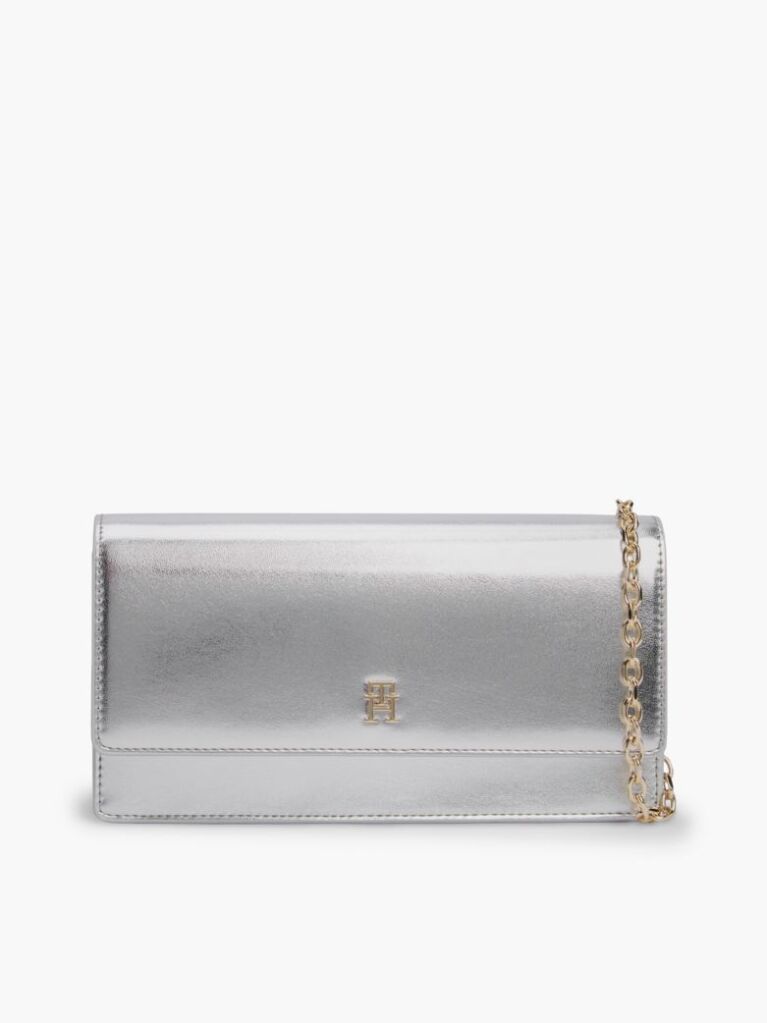 Silver Hilfiger Icon Metallic Chain Strap Wallet  Women