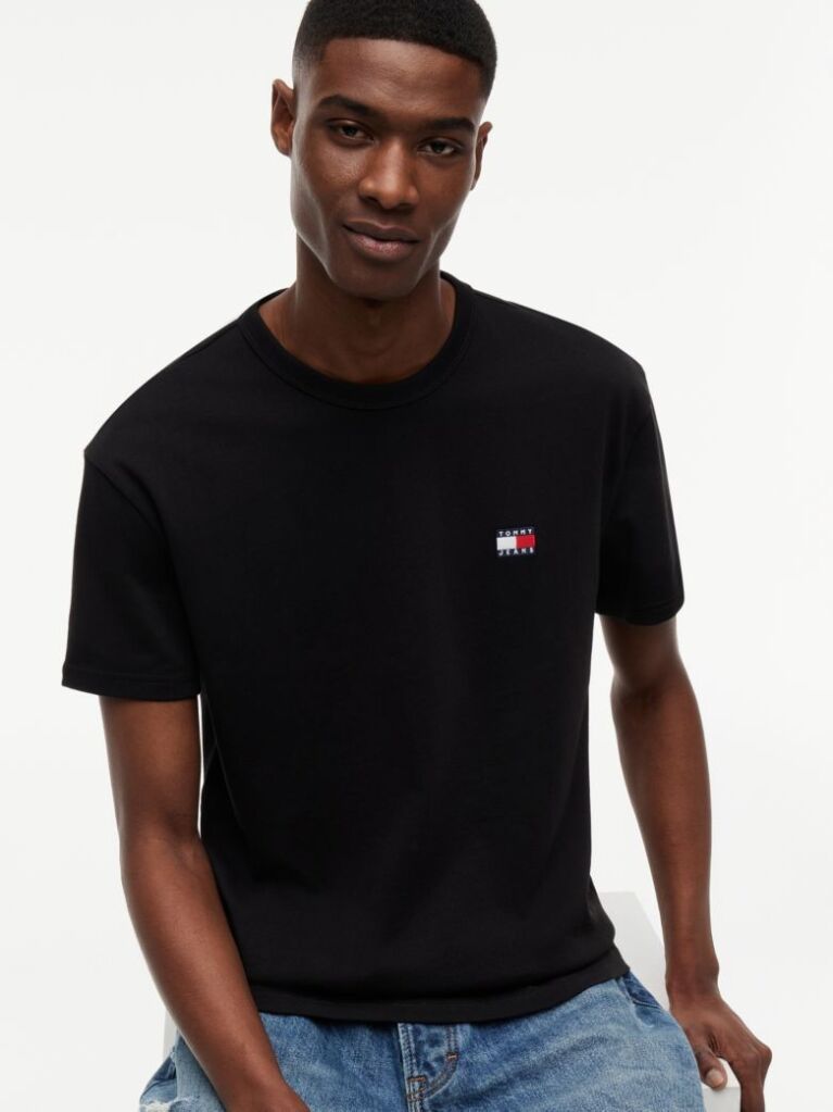 Μαύρο T-Shirt Με Σήμα Tommy Και Κανονική Λαιμόκοψη  Άνδρες
