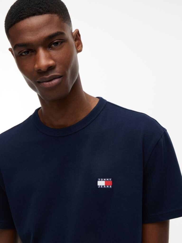 Blue Tommy Badge Crew Neck T-Shirt  Men