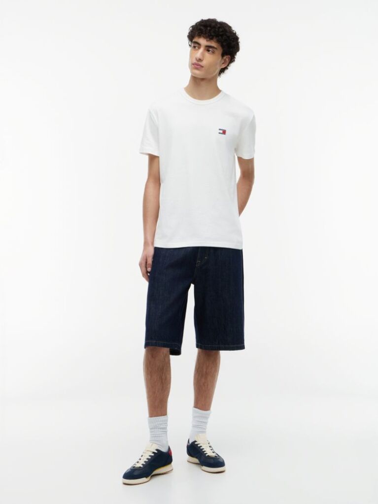 Beige Tommy Badge Crew Neck T-Shirt  Men