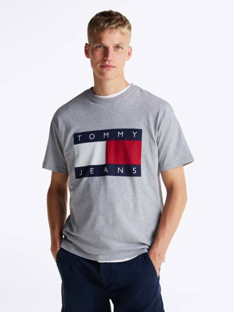 Γκρι Άνετο T-Shirt Με Σημαία Tommy  Άνδρες