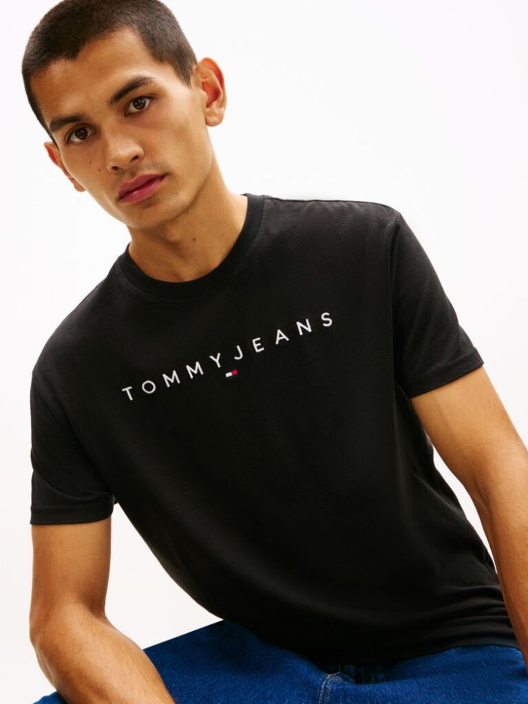Black Regular Logo Embroidery T-Shirt  Men