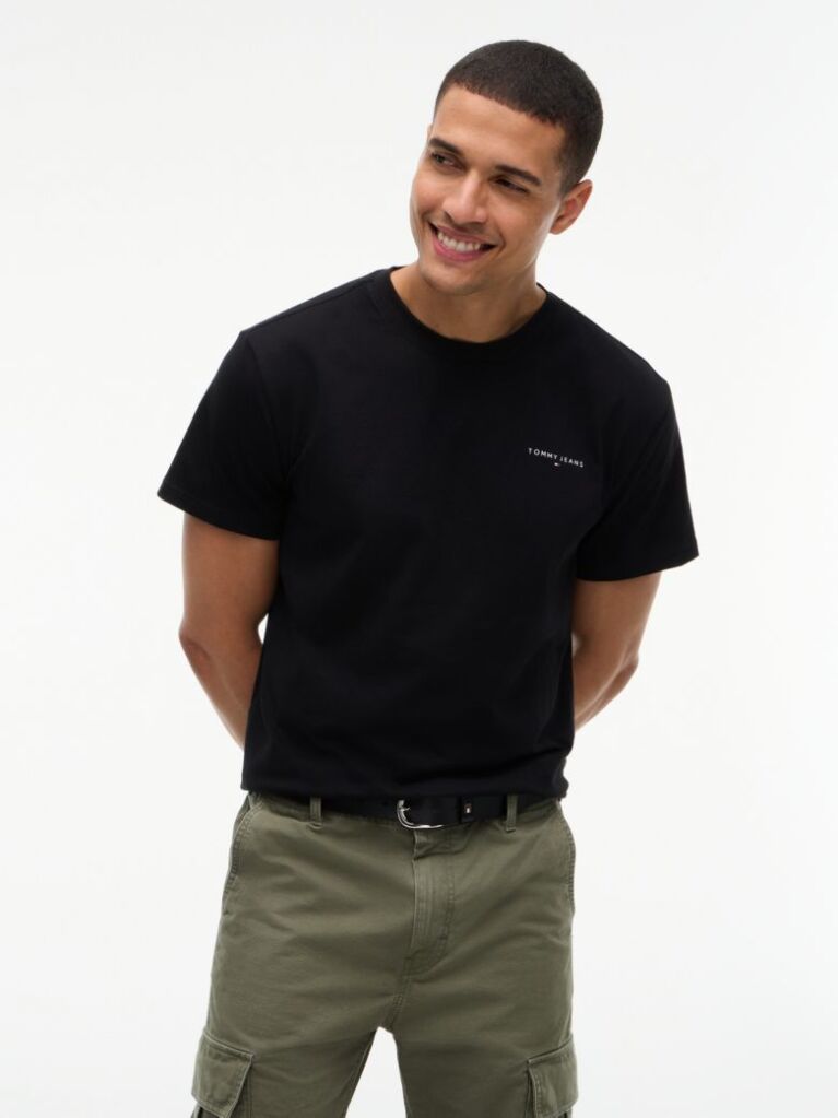 Μαύρο Slim T-shirt Με Λογότυπο Και Στρογγυλή Λαιμόκοψη  Άνδρες