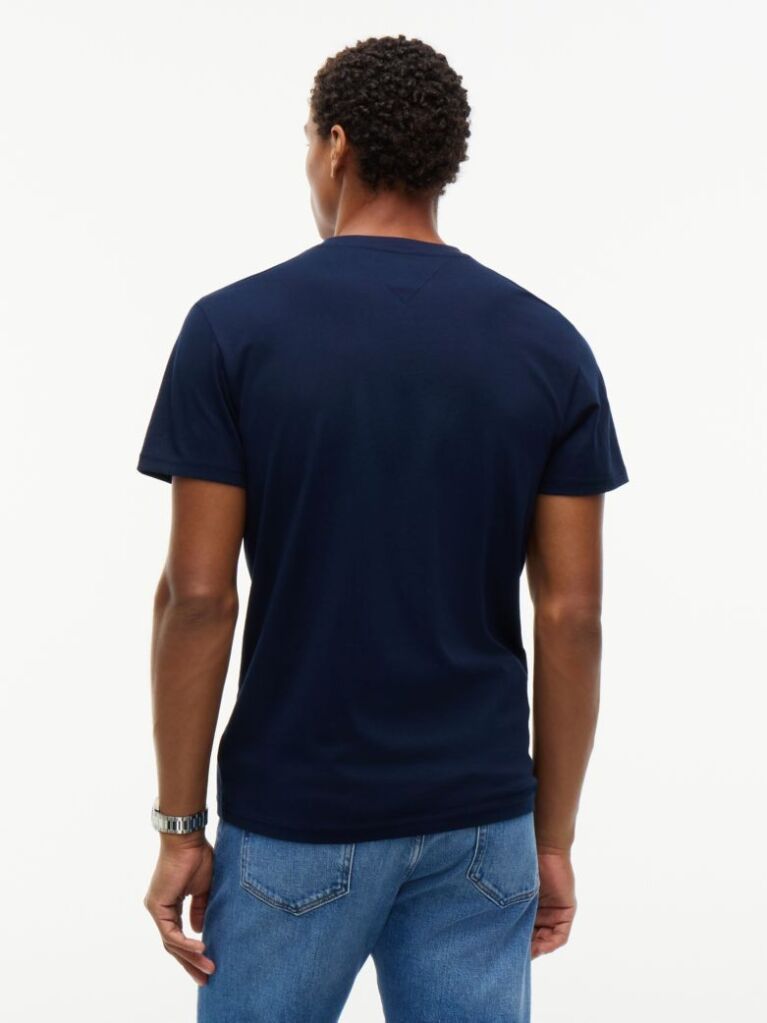 Blue Linear Logo Slim Crew Neck T-Shirt  Men