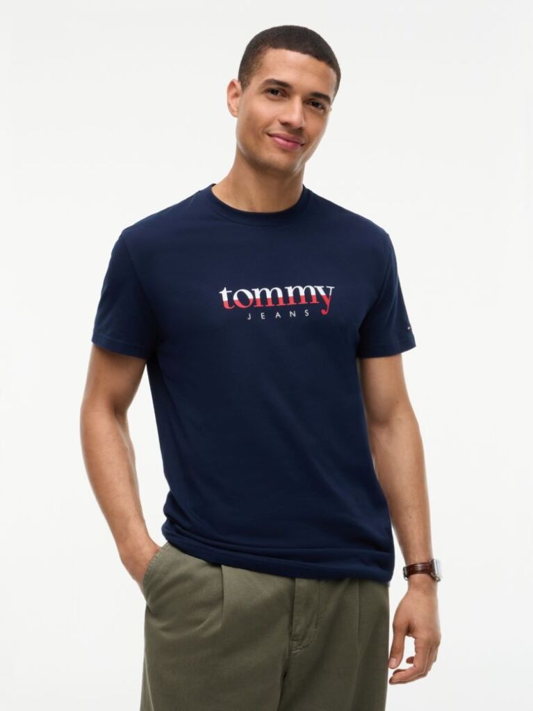 Μπλε Jersey T-Shirt Με Κλασική Λαιμόκοψη Και Λογότυπο  Άνδρες