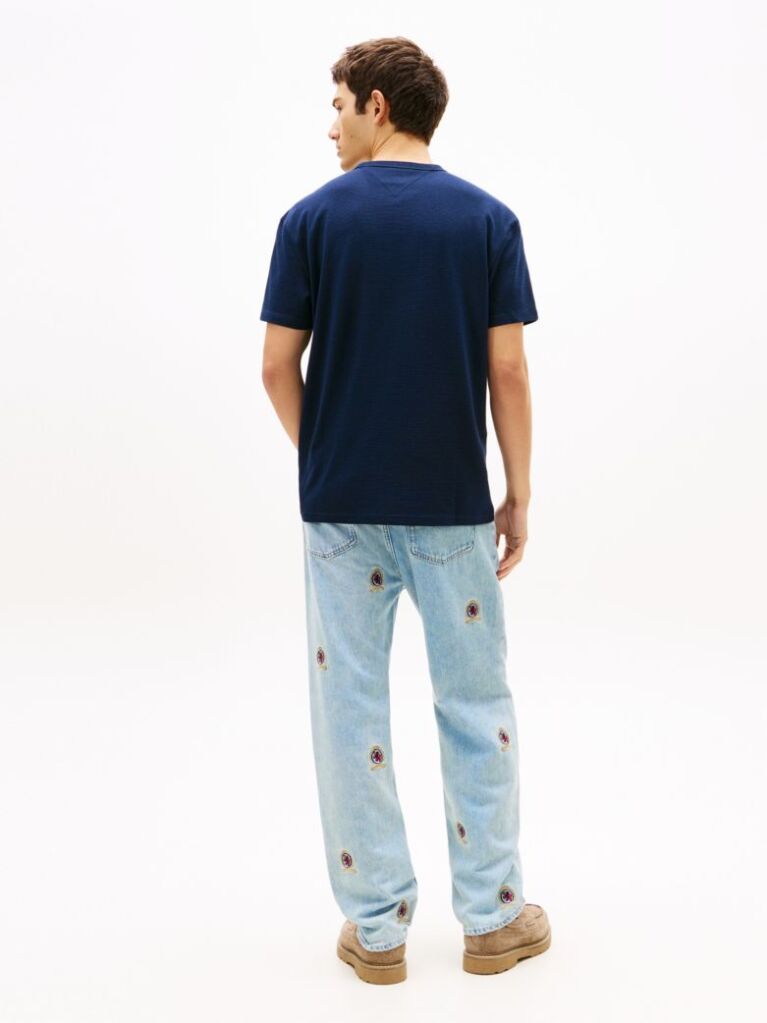 Blue Logo Slim Waffle Knit T-Shirt  Men