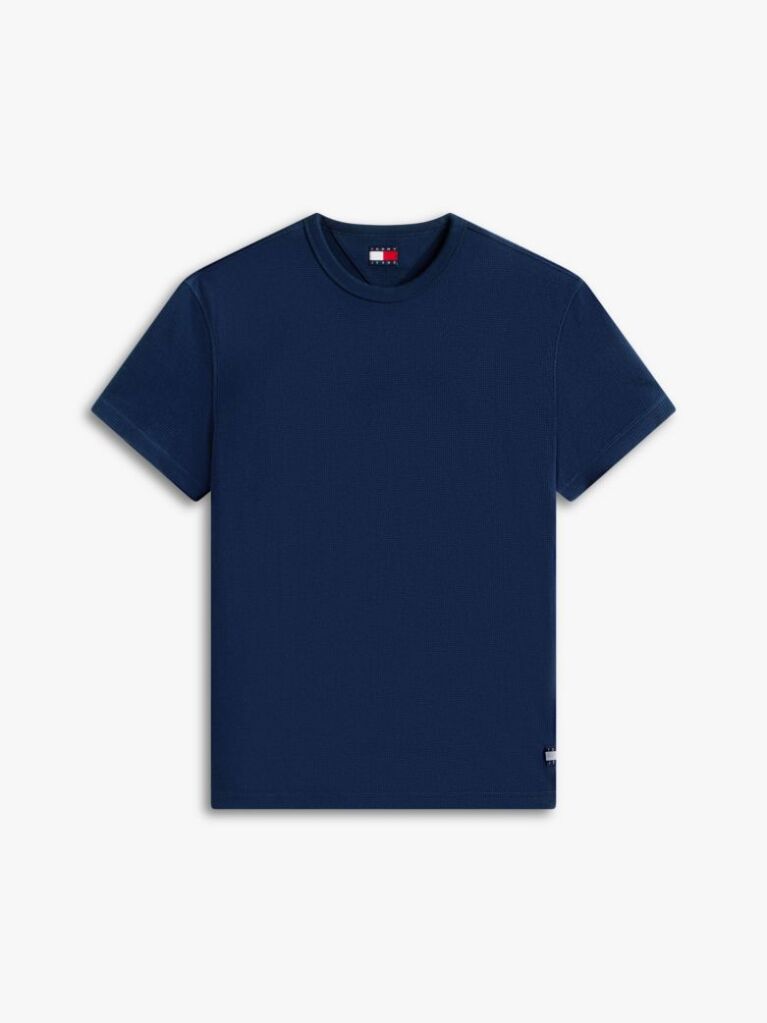 Blue Logo Slim Waffle Knit T-Shirt  Men