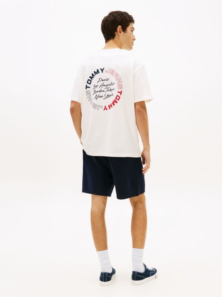 Μπεζ Άνετο T-Shirt Με Πίσω Λογότυπο  Άνδρες