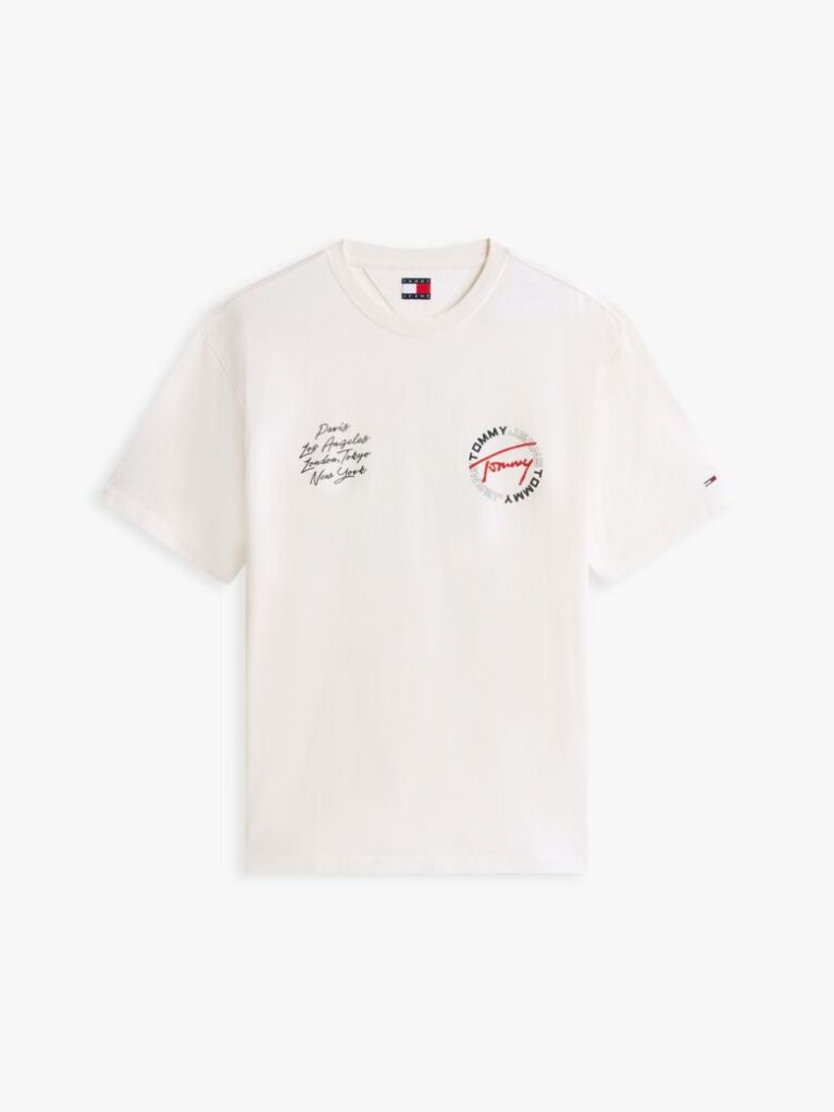 Μπεζ Άνετο T-Shirt Με Πίσω Λογότυπο  Άνδρες