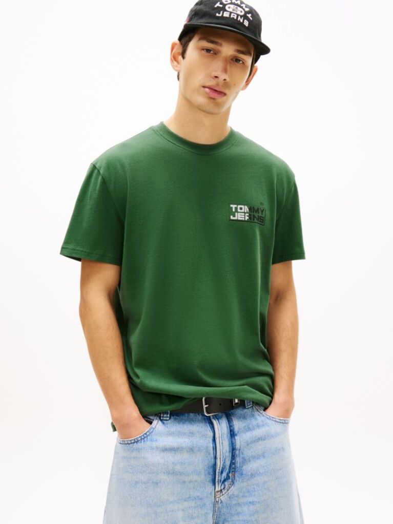 Πράσινο Άνετο Βαμβακερό T-Shirt Με Πίσω Λογότυπο  Άνδρες
