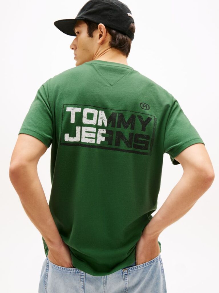 Πράσινο Άνετο Βαμβακερό T-Shirt Με Πίσω Λογότυπο  Άνδρες