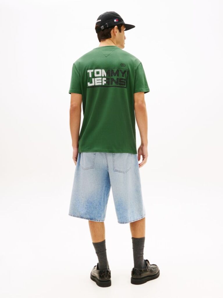 Πράσινο Άνετο Βαμβακερό T-Shirt Με Πίσω Λογότυπο  Άνδρες