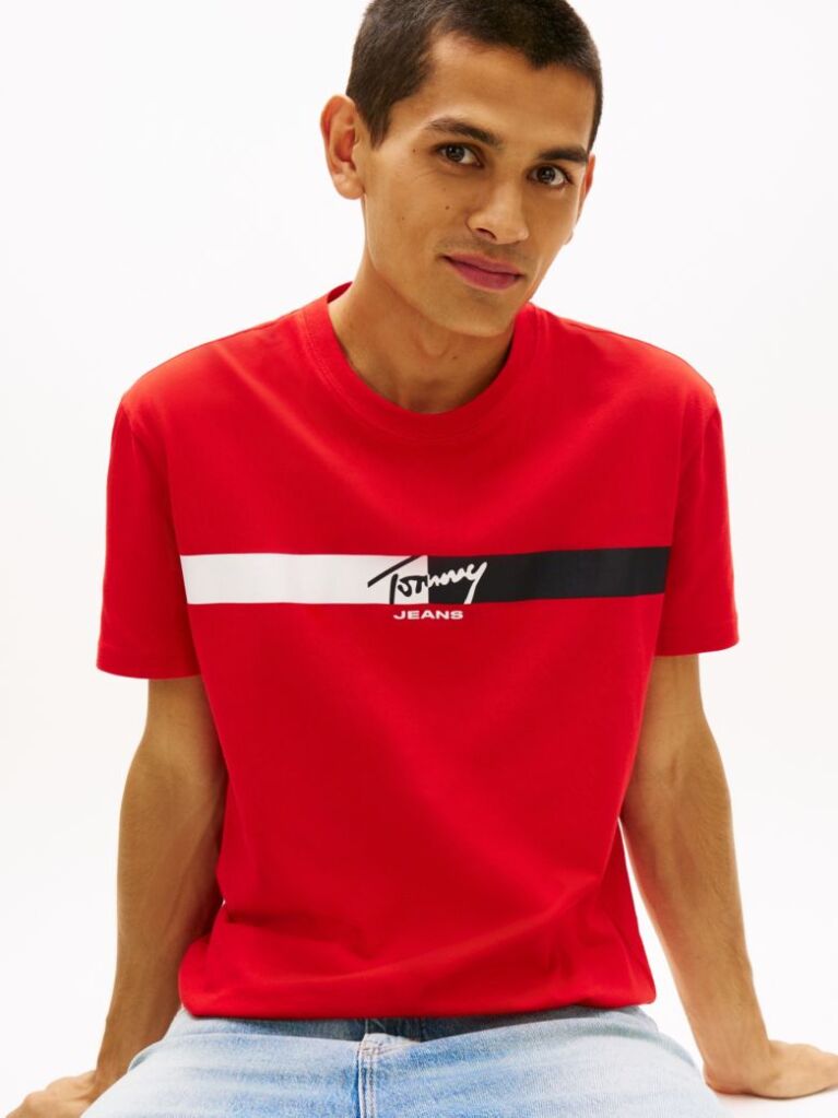 Red Signature Logo Jersey T-Shirt  Men