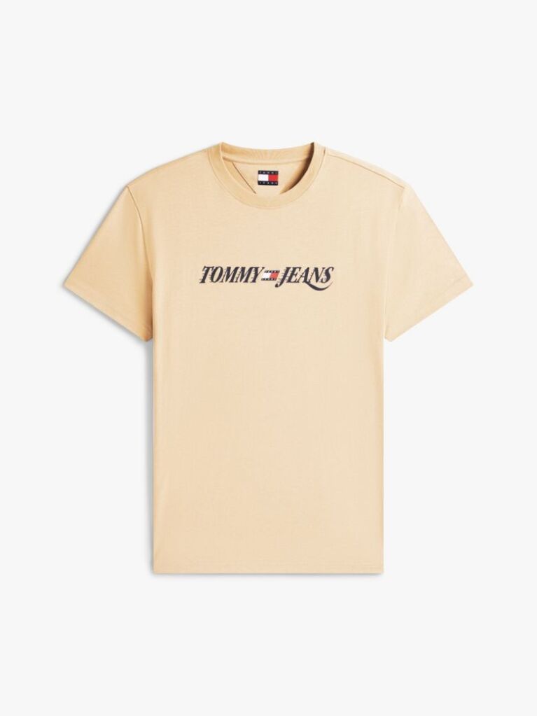 Μπεζ T-Shirt Με Κλασική Λαιμόκοψη Και Λογότυπο  Άνδρες