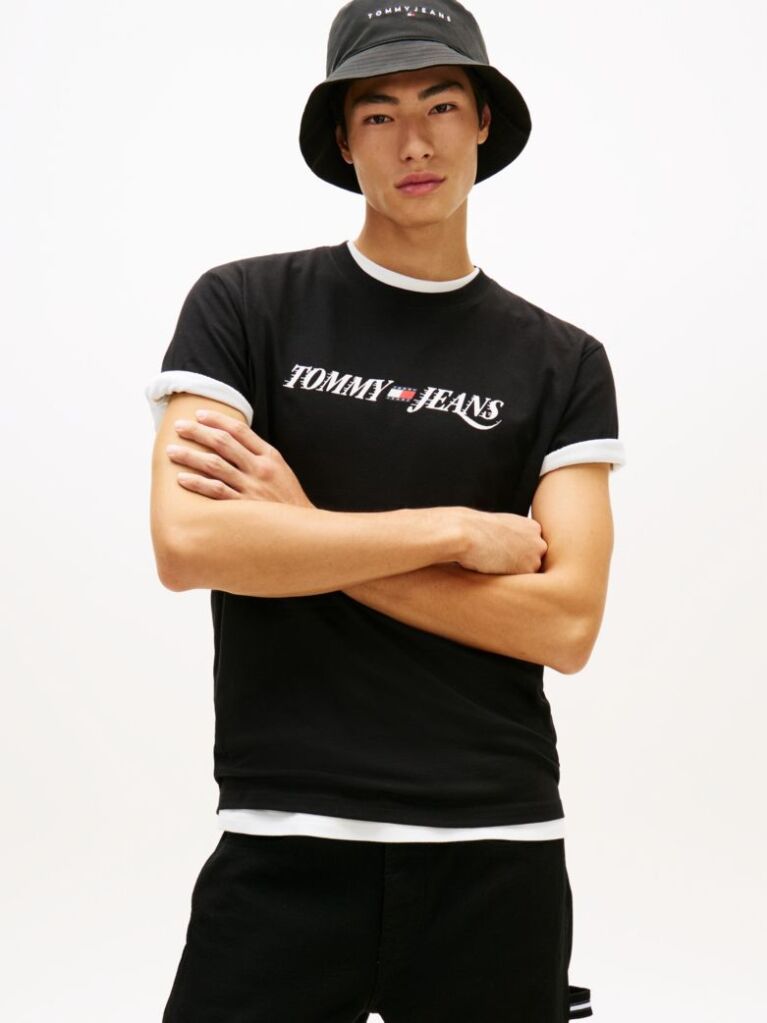 Black Logo Crew Neck Jersey T-Shirt  Men