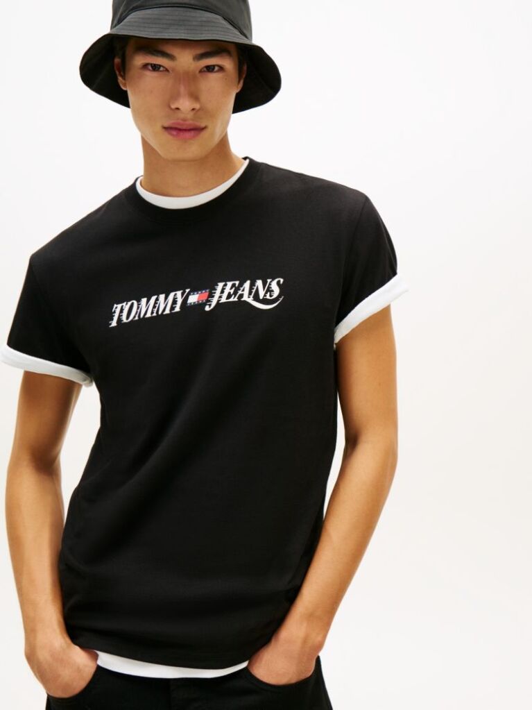 Black Logo Crew Neck Jersey T-Shirt  Men