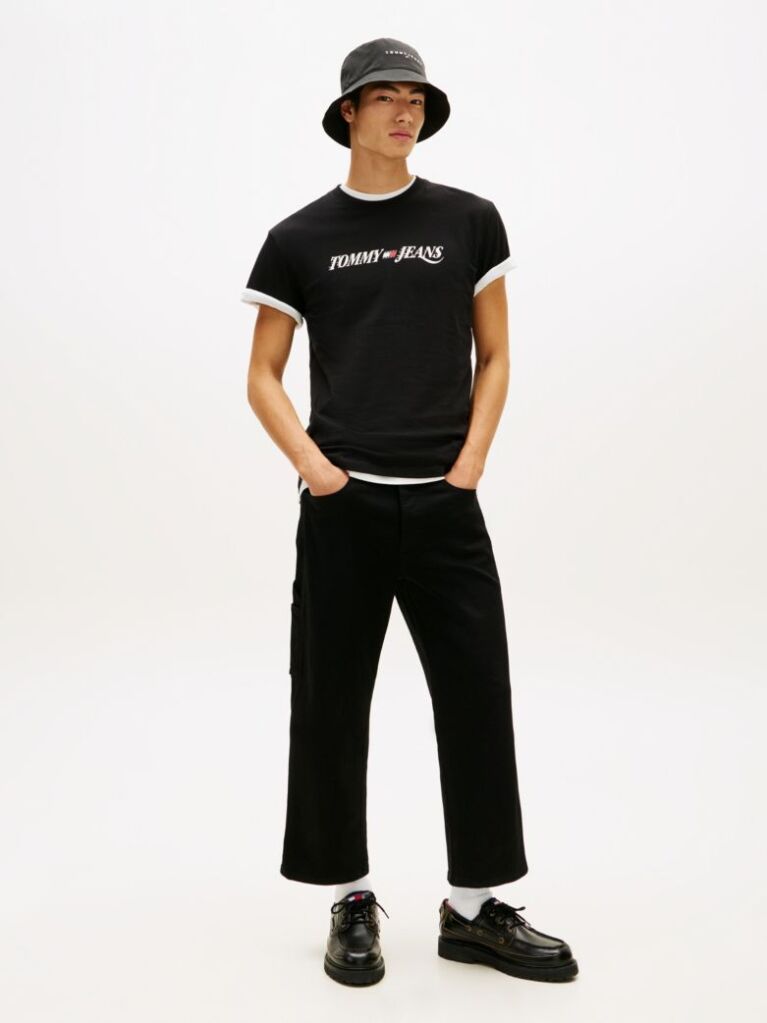 Black Logo Crew Neck Jersey T-Shirt  Men
