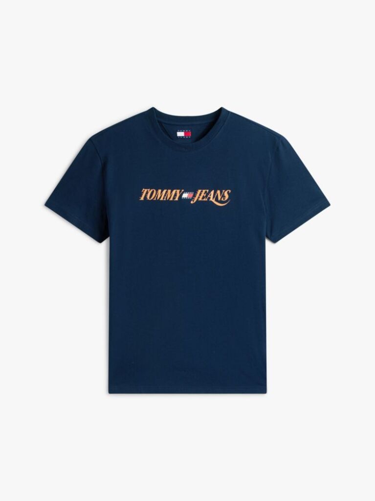 Μπλε T-Shirt Με Κλασική Λαιμόκοψη Και Λογότυπο  Άνδρες
