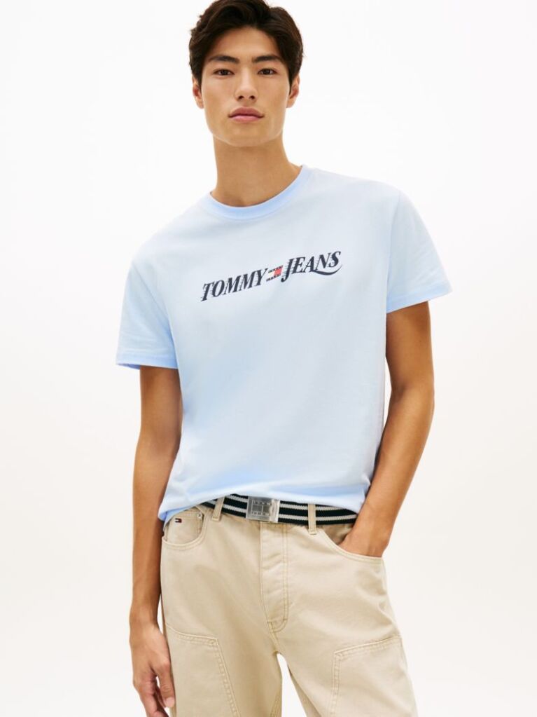 Μπλε T-Shirt Με Κλασική Λαιμόκοψη Και Λογότυπο  Άνδρες
