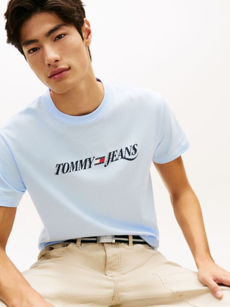 Μπλε T-Shirt Με Κλασική Λαιμόκοψη Και Λογότυπο  Άνδρες