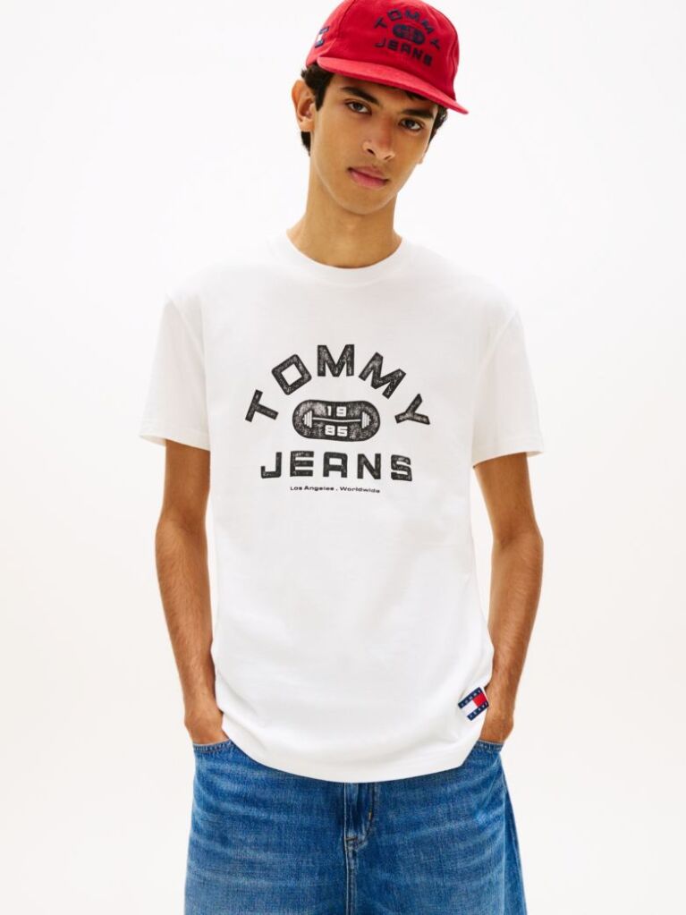 Άσπρο T-Shirt Με Κλασική Λαιμόκοψη Και Graphic Σχέδιο  Άνδρες