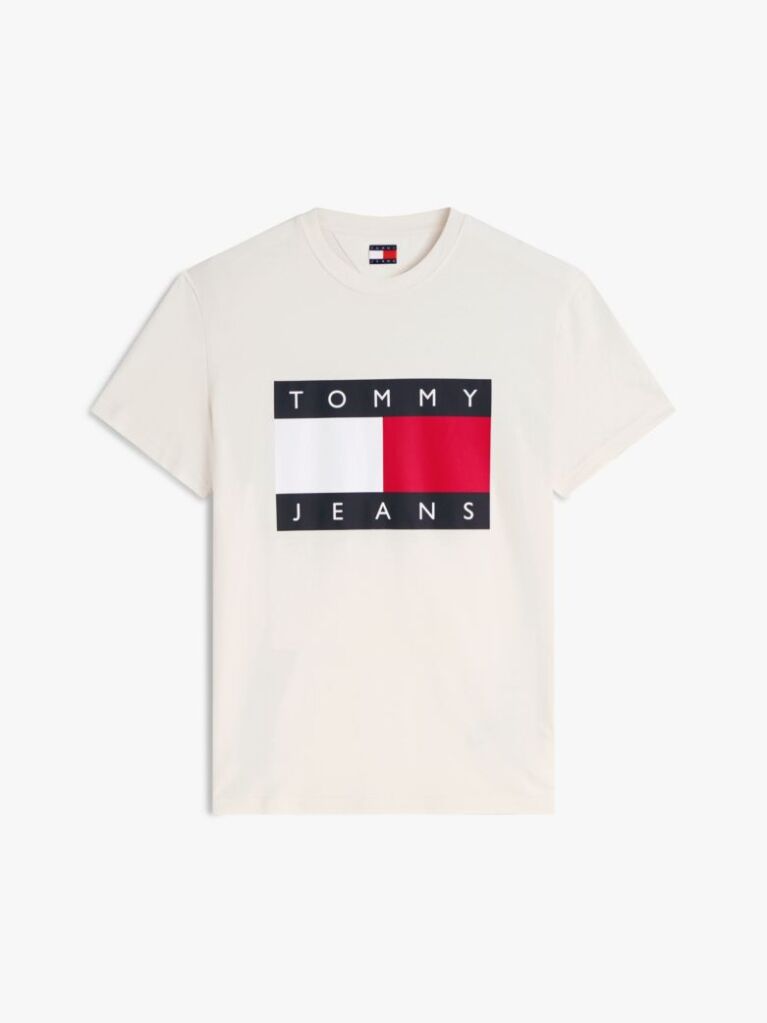 Μπεζ T-Shirt Με Κλασική Λαιμόκοψη Και Σημαία  Άνδρες