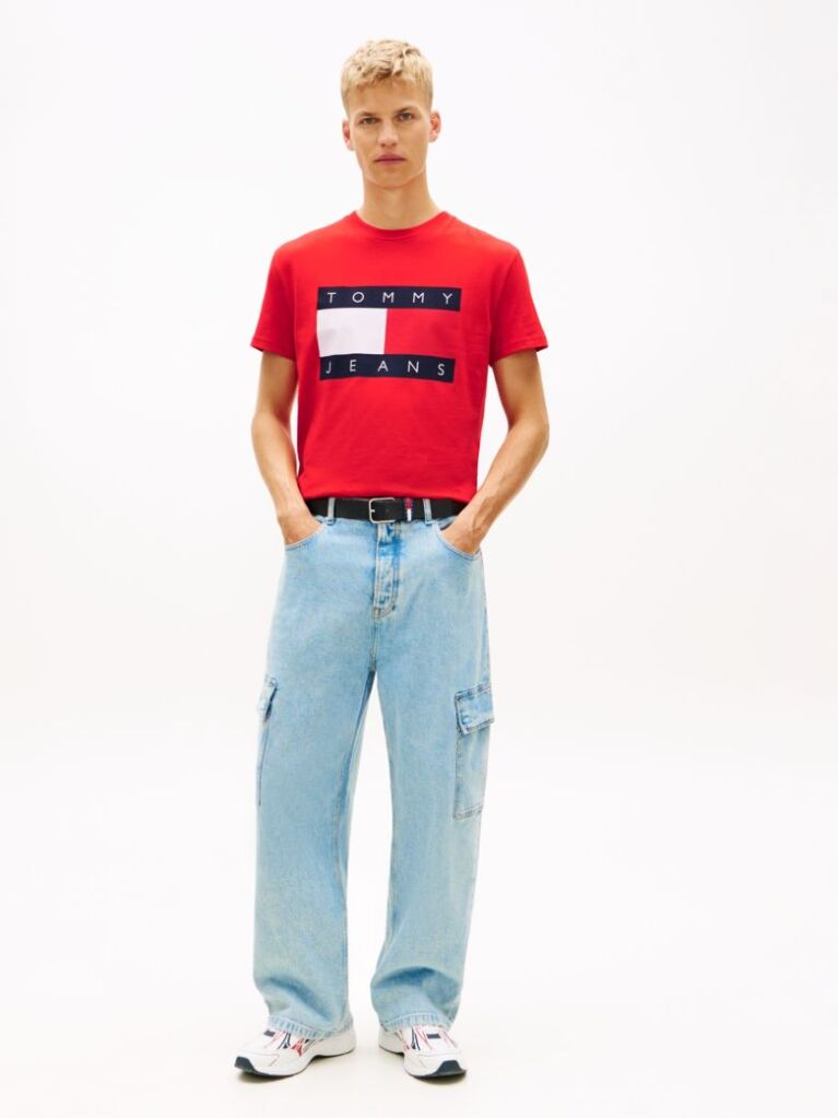Κόκκινο T-Shirt Με Κλασική Λαιμόκοψη Και Σημαία  Άνδρες