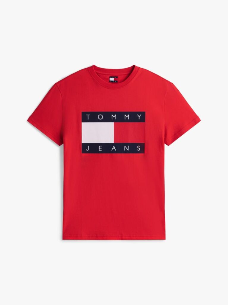 Κόκκινο T-Shirt Με Κλασική Λαιμόκοψη Και Σημαία  Άνδρες