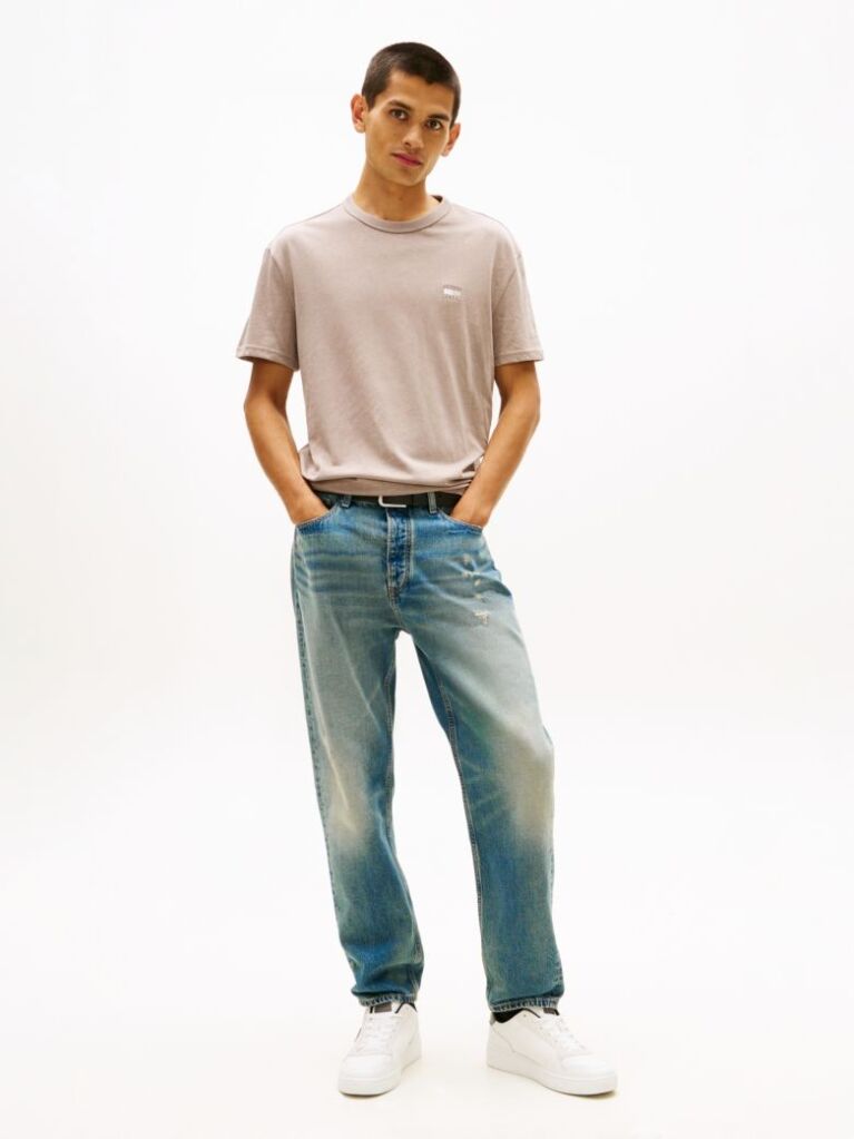 Beige Tonal Tommy Badge Jersey T-Shirt  Men