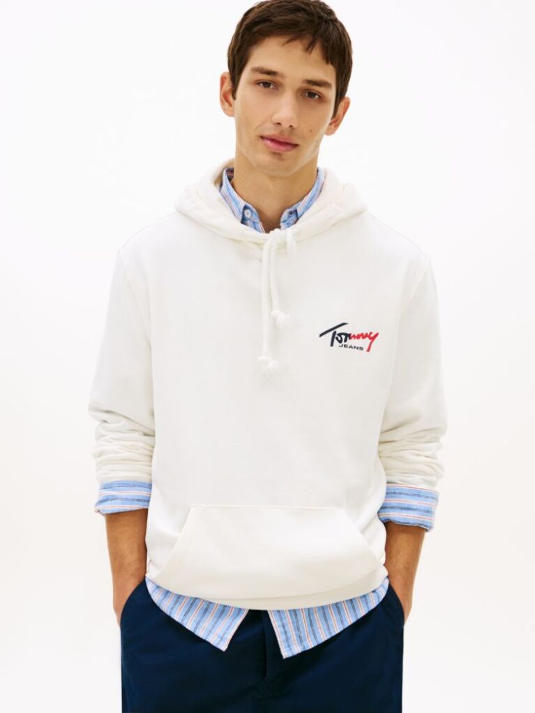 Άσπρο Hoody Με Signature Λογότυπο  Άνδρες