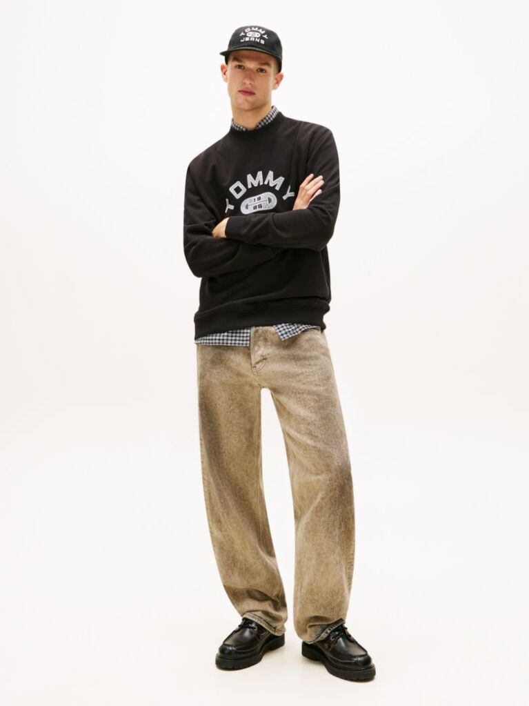 Black Graphic Terry Crew Neck Sweatshirt  Men