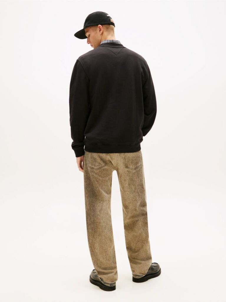 Black Graphic Terry Crew Neck Sweatshirt  Men