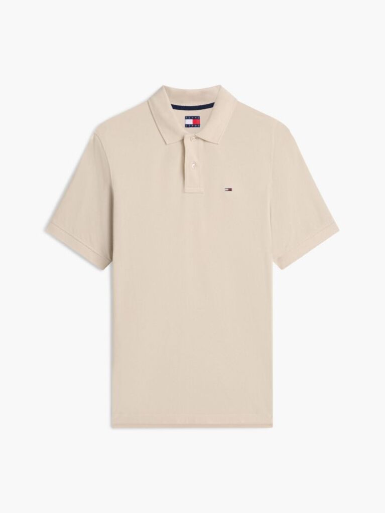 Beige Hilfiger Flag Regular Fit Pique Polo Shirt  Men