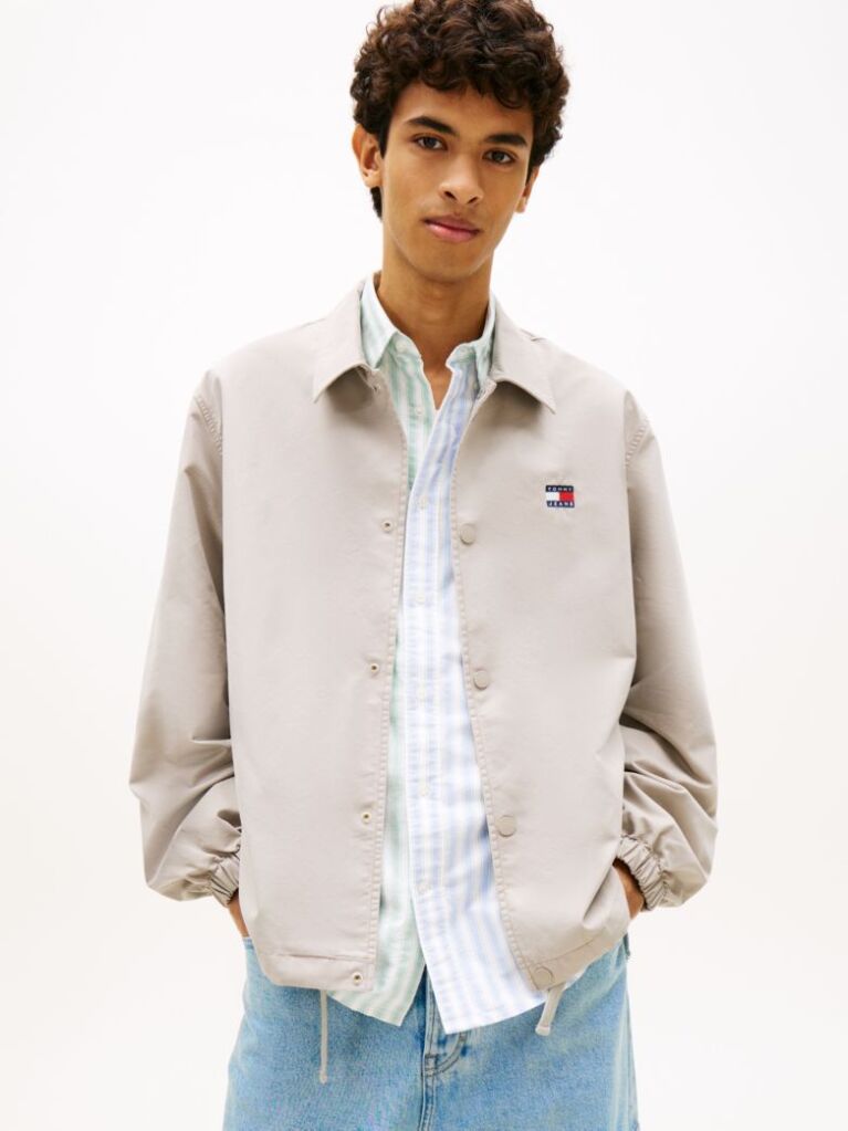 Beige Logo Twill Overshirt  Men