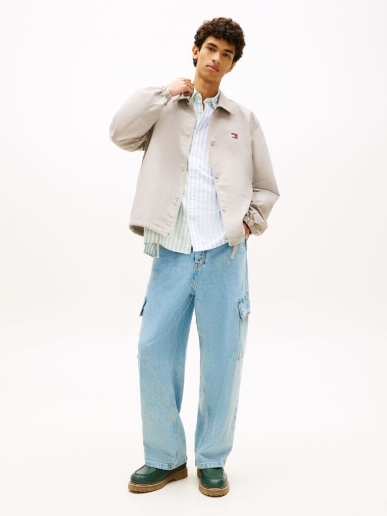 Beige Logo Twill Overshirt  Men