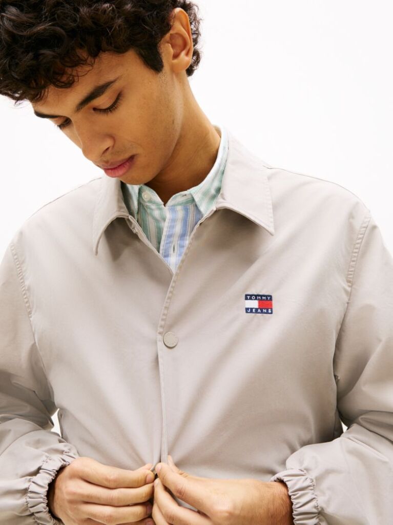 Beige Logo Twill Overshirt  Men