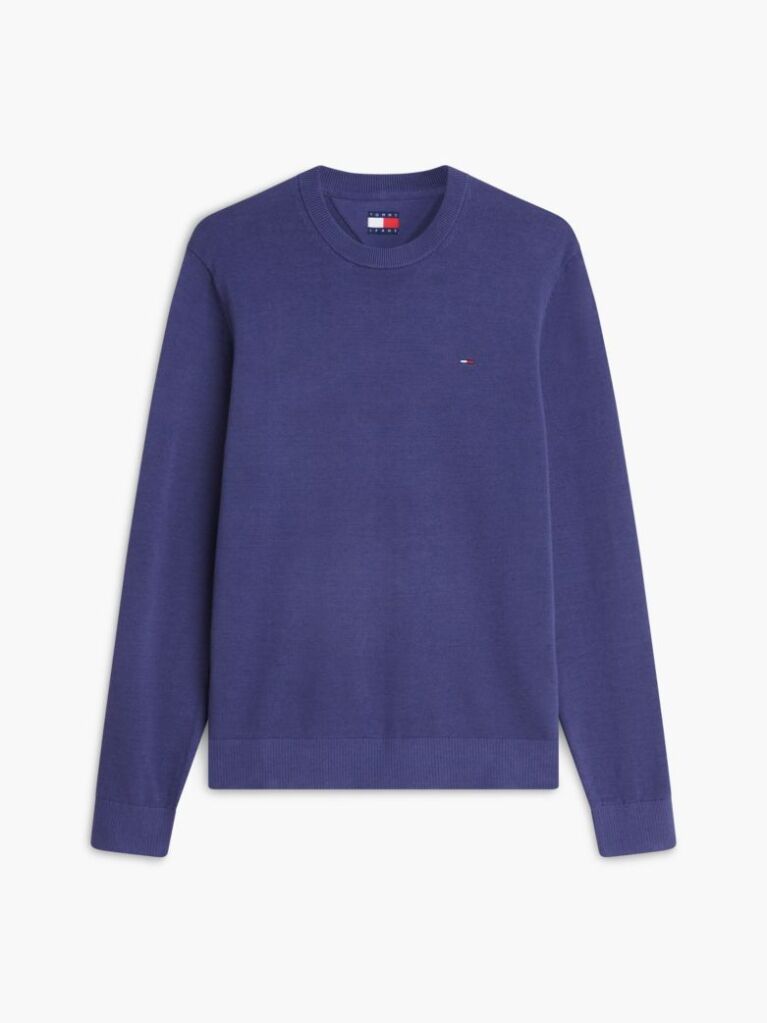 Blue Tommy Flag Slim Crew Neck Jumper  Men